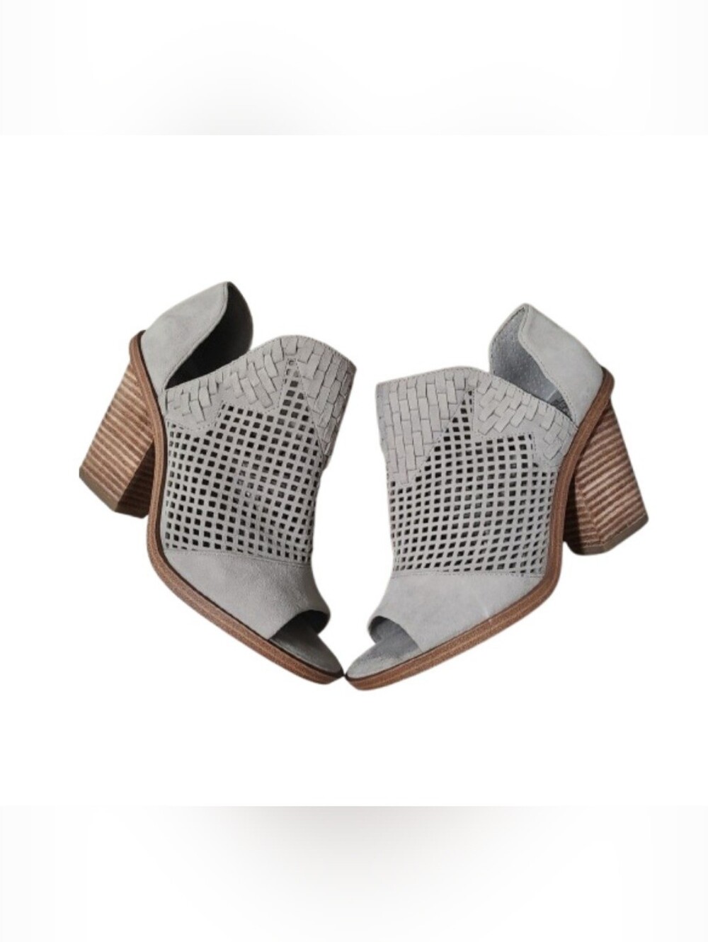 Vince Camuto Fritzey Perforated Peep Toe Womens Gray Booties Size 6.5